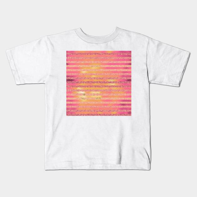 Glitter Stripes Kids T-Shirt by Minxylynx4